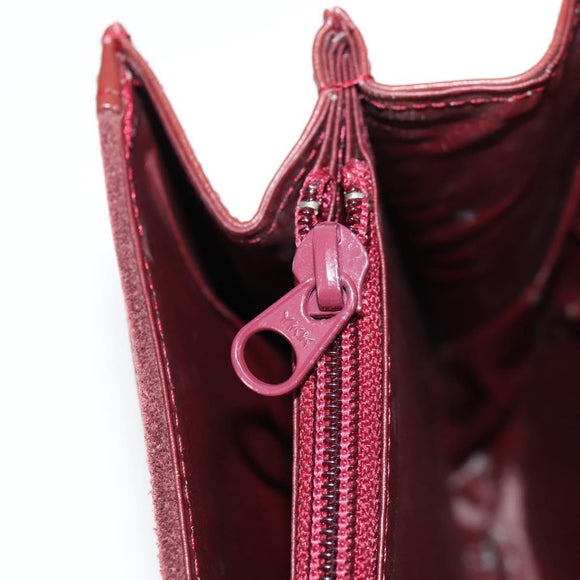 CARTIER Chain Shoulder Bag Suede Leather Red Gold Auth 118790V