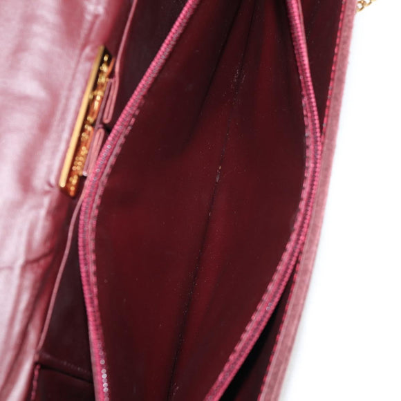 CARTIER Chain Shoulder Bag Suede Leather Red Gold Auth 118790V