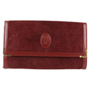 CARTIER Chain Shoulder Bag Suede Leather Red Gold Auth 118790V-13