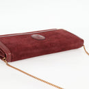 CARTIER Chain Shoulder Bag Suede Leather Red Gold Auth 118790V-6