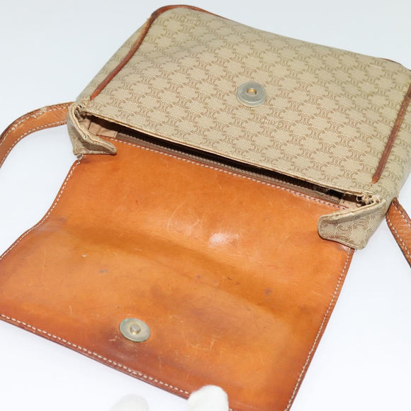 CELINE Macadam Canvas Shoulder Bag PVC Beige Auth 118792