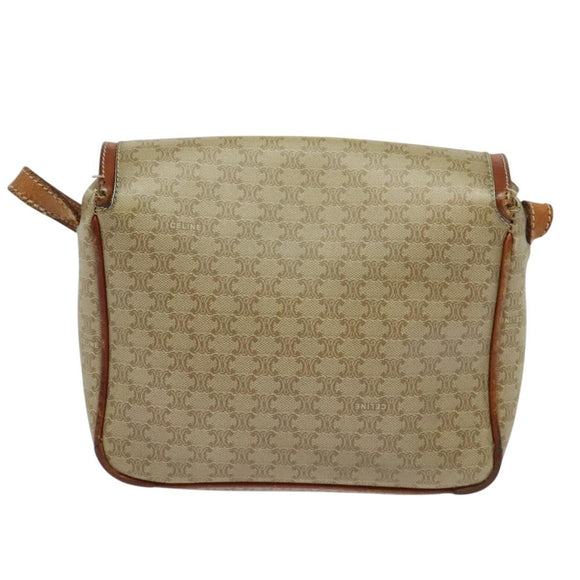 CELINE Macadam Canvas Shoulder Bag PVC Beige Auth 118792