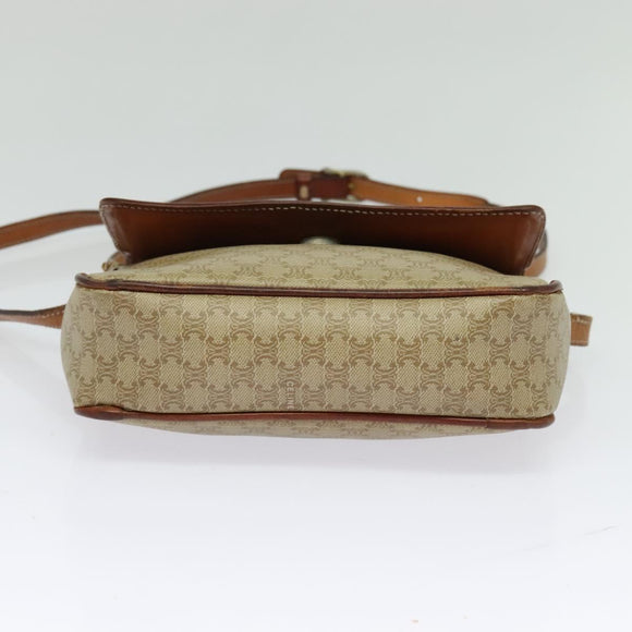 CELINE Macadam Canvas Shoulder Bag PVC Beige Auth 118792