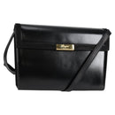 Salvatore Ferragamo Gancini Shoulder Bag Leather Black Gold Auth 118793V-1
