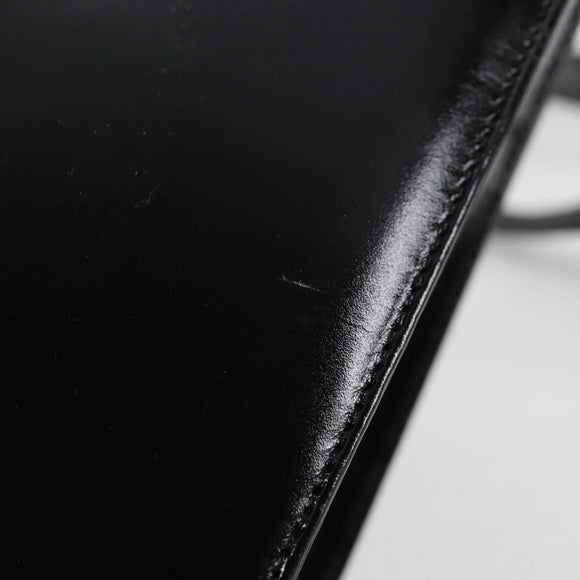 Salvatore Ferragamo Gancini Shoulder Bag Leather Black Gold Auth 118793V