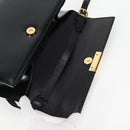 Salvatore Ferragamo Gancini Shoulder Bag Leather Black Gold Auth 118793V-16