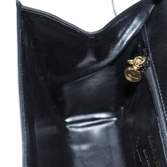 Salvatore Ferragamo Gancini Shoulder Bag Leather Black Gold Auth 118793V