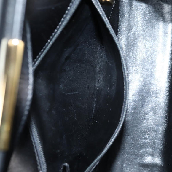 Salvatore Ferragamo Gancini Shoulder Bag Leather Black Gold Auth 118793V