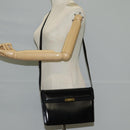 Salvatore Ferragamo Gancini Shoulder Bag Leather Black Gold Auth 118793V-25