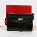 Salvatore Ferragamo Gancini Shoulder Bag Leather Black Gold Auth 118793V-26