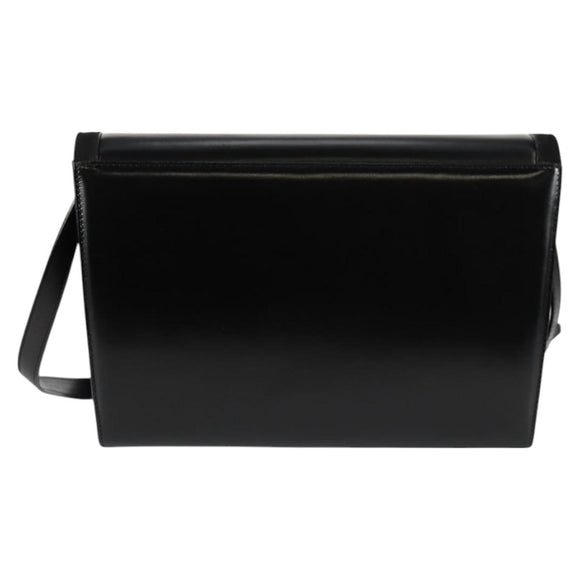 Salvatore Ferragamo Gancini Shoulder Bag Leather Black Gold Auth 118793V