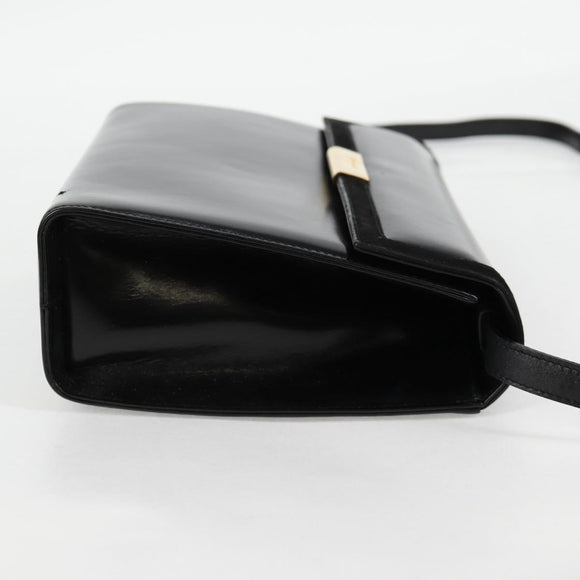 Salvatore Ferragamo Gancini Shoulder Bag Leather Black Gold Auth 118793V