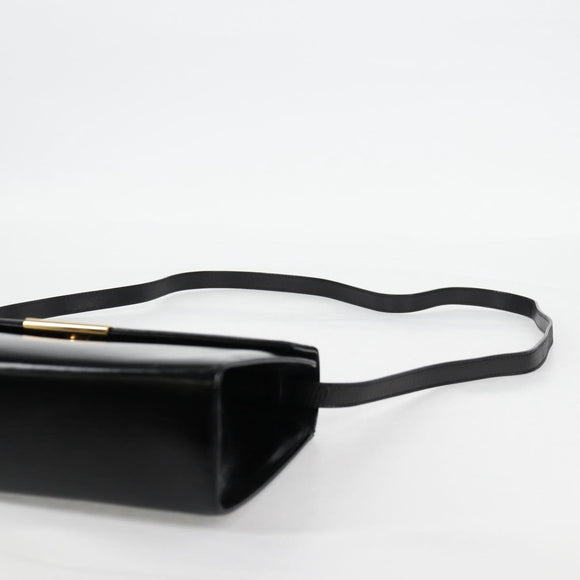 Salvatore Ferragamo Gancini Shoulder Bag Leather Black Gold Auth 118793V