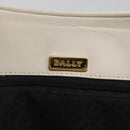 BALLY Quilted Tote Bag Leather White Gold Auth 118799-15