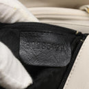 BALLY Quilted Tote Bag Leather White Gold Auth 118799-22