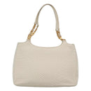BALLY Quilted Tote Bag Leather White Gold Auth 118799-3