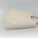 BALLY Quilted Tote Bag Leather White Gold Auth 118799-5