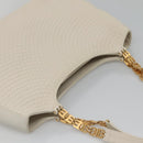 BALLY Quilted Tote Bag Leather White Gold Auth 118799-6