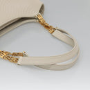 BALLY Quilted Tote Bag Leather White Gold Auth 118799-7