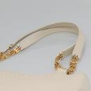 BALLY Quilted Tote Bag Leather White Gold Auth 118799-8