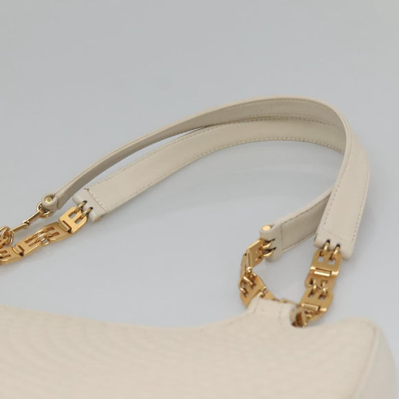 BALLY Quilted Tote Bag Leather White Gold Auth 118799