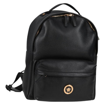 VERSACE Backpack Leather Black Gold Auth 118810M