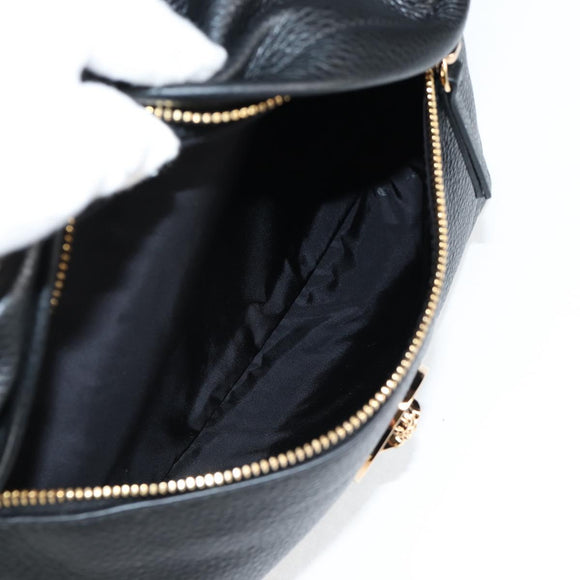 VERSACE Backpack Leather Black Gold Auth 118810M