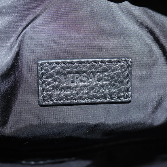 VERSACE Backpack Leather Black Gold Auth 118810M