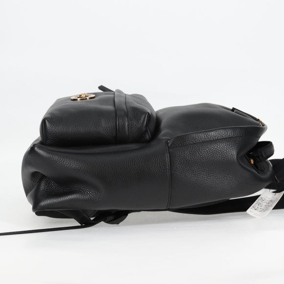 VERSACE Backpack Leather Black Gold Auth 118810M