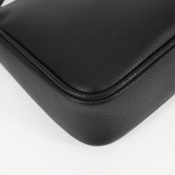 VERSACE Shoulder Bag Leather Black Gold Auth 118811A