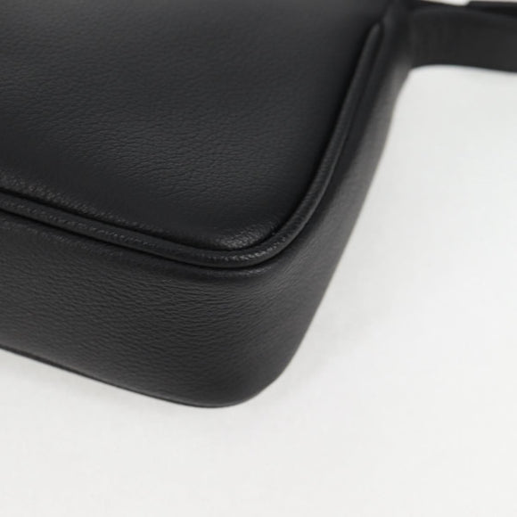 VERSACE Shoulder Bag Leather Black Gold Auth 118811A