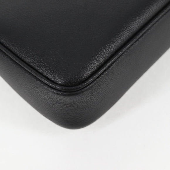 VERSACE Shoulder Bag Leather Black Gold Auth 118811A