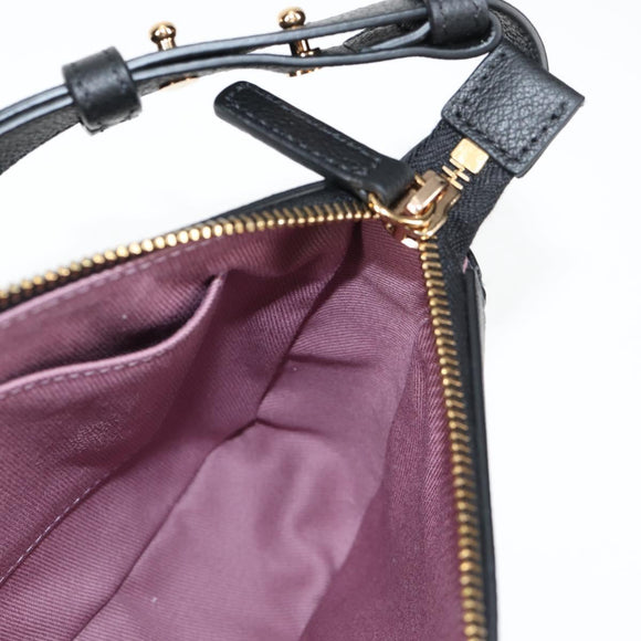 VERSACE Shoulder Bag Leather Black Gold Auth 118811A