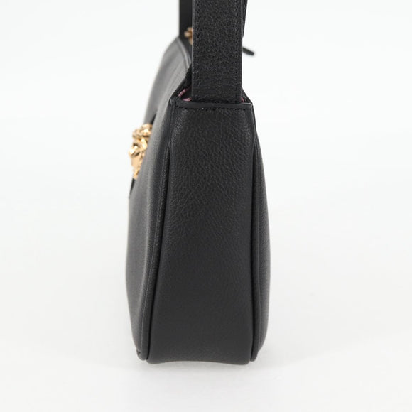 VERSACE Shoulder Bag Leather Black Gold Auth 118811A