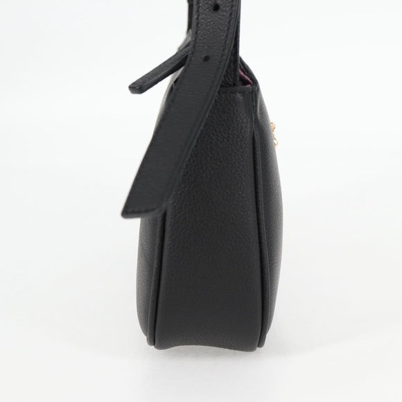 VERSACE Shoulder Bag Leather Black Gold Auth 118811A