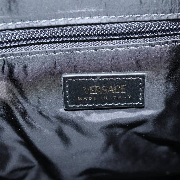 VERSACE Hand Bag Nylon 2way Black Gold Auth 118812A