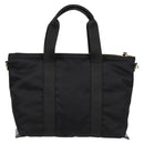 VERSACE Hand Bag Nylon 2way Black Gold Auth 118812A-2