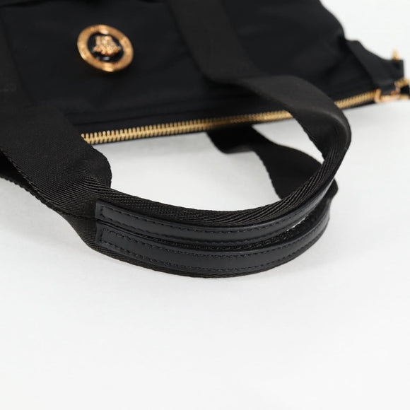 VERSACE Hand Bag Nylon 2way Black Gold Auth 118812A