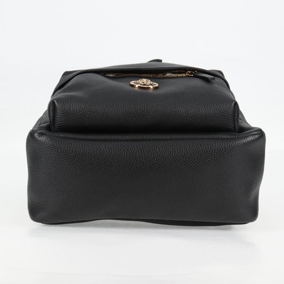 VERSACE Backpack Leather Black Gold Auth 118813M