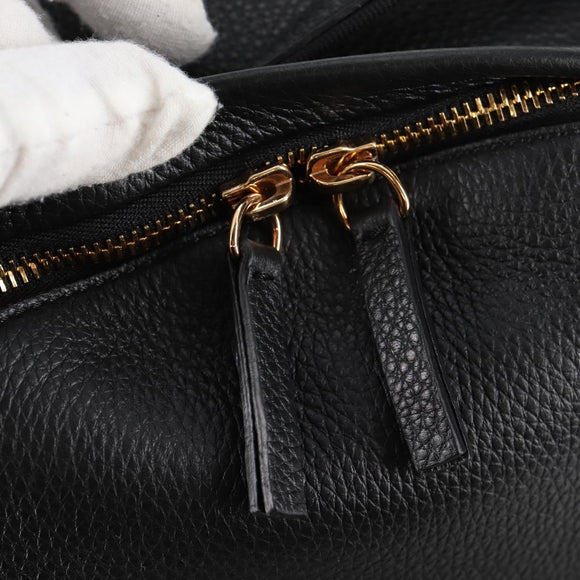 VERSACE Backpack Leather Black Gold Auth 118813M