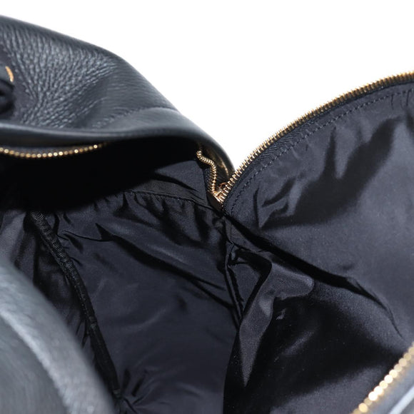 VERSACE Backpack Leather Black Gold Auth 118813M