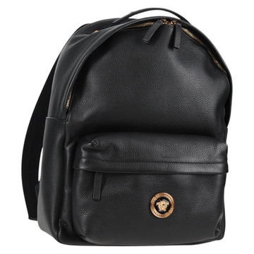 VERSACE Backpack Leather Black Gold Auth 118814M