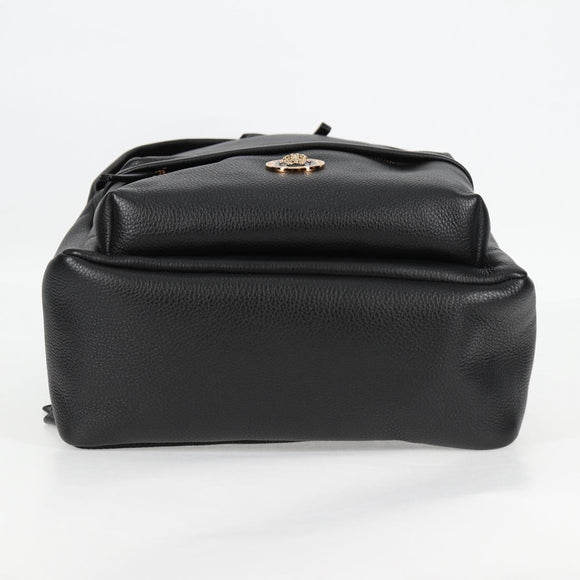 VERSACE Backpack Leather Black Gold Auth 118814M