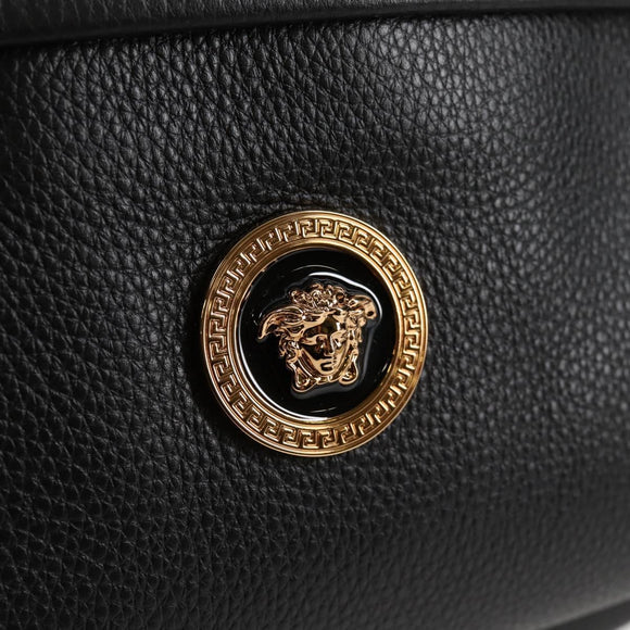 VERSACE Backpack Leather Black Gold Auth 118814M