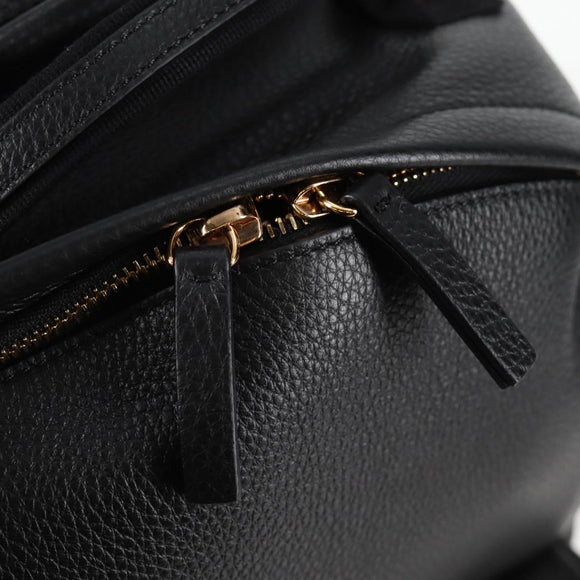 VERSACE Backpack Leather Black Gold Auth 118814M