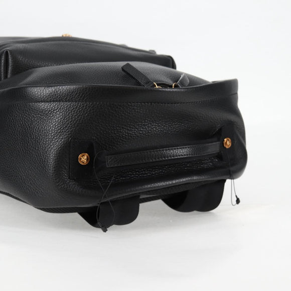 VERSACE Backpack Leather Black Gold Auth 118814M