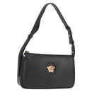 VERSACE Shoulder Bag Leather Black Gold Auth 118815A-1