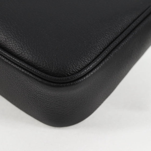 VERSACE Shoulder Bag Leather Black Gold Auth 118815A