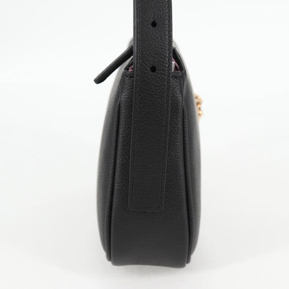 VERSACE Shoulder Bag Leather Black Gold Auth 118815A