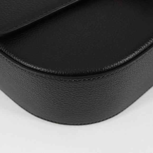 VERSACE Shoulder Bag Leather Black Gold Auth 118816A